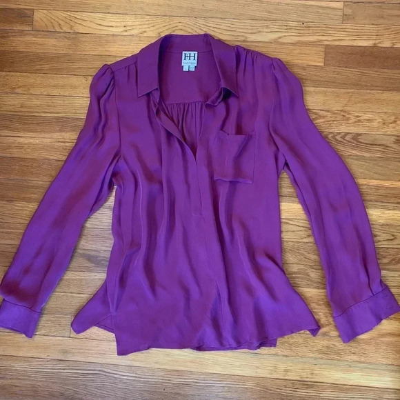 HAUTE HIPPIE NEW Pocket Silk Blouse Top - Picture 7 of 12